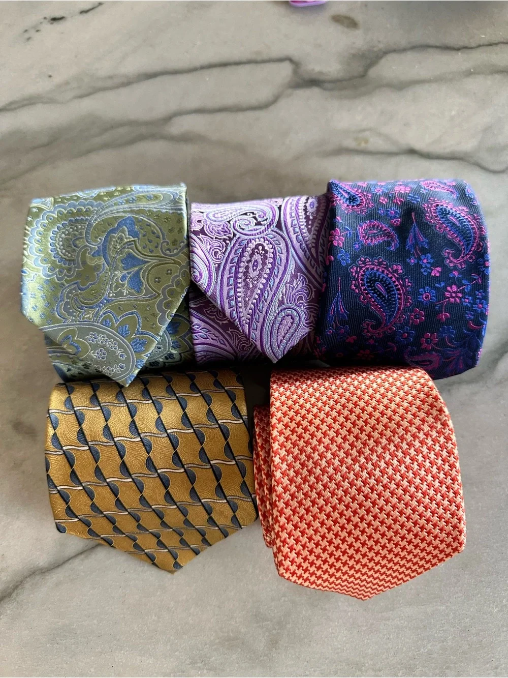 5x Men's Woven 100% Silk Pointed Tie